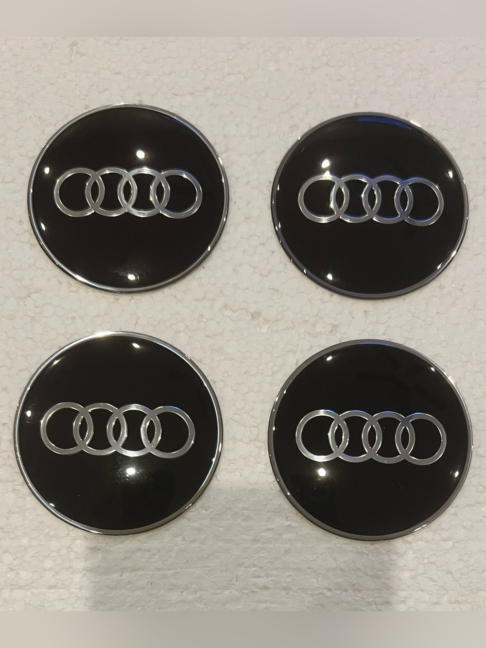 Audi Black & Chrome Adhesive Center Caps - (4)